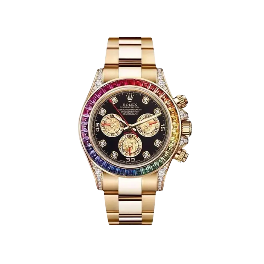 Rolex Daytona 116598RBOW 'Rainbow' Yellow Gold Black Dial Sapphire Bezel