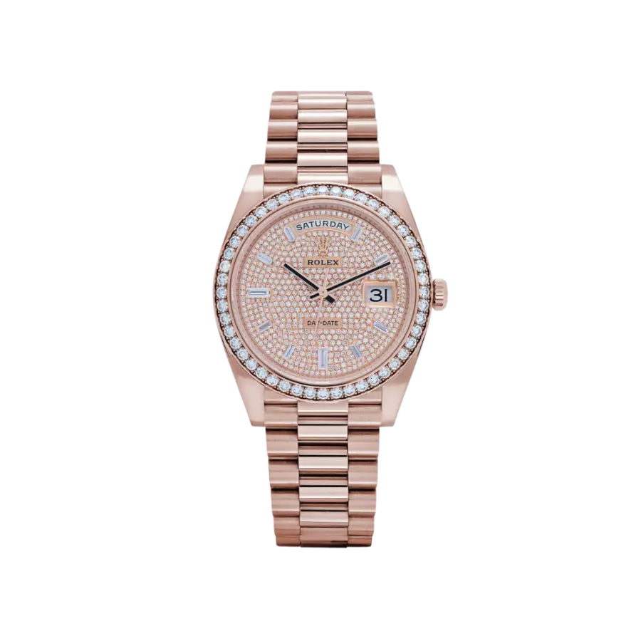 Rolex Day-Date 40 228345RBR Rose Gold Diamond Dial Diamond Bezel