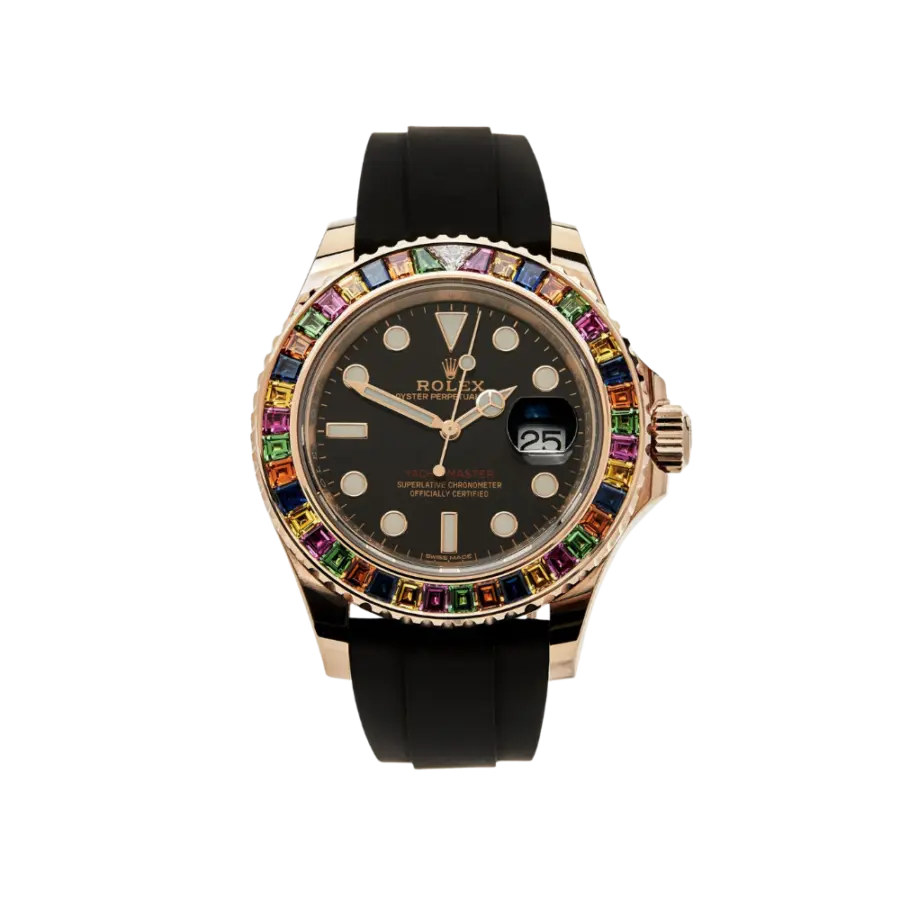 Rolex Yacht-Master 40 116695SATS Rose Gold Black Dial Rainbow Bezel