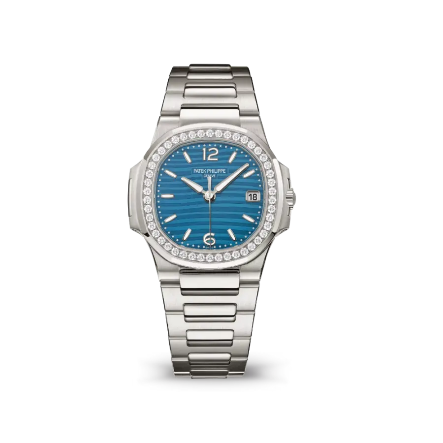 Patek Philippe Nautilus 7010/1G-013 'Ladies' White Gold Blue Dial Diamond Bezel (2025)
