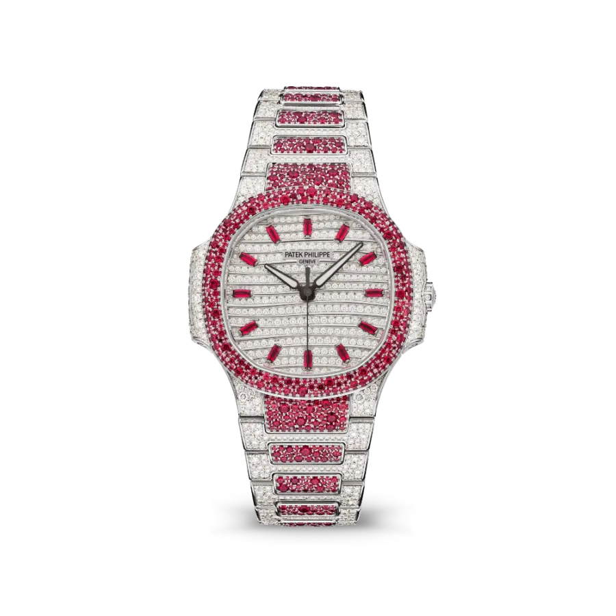 Patek Philippe Nautilus 7118/1452G 'Ladies Haute Joaillerie' White Gold Diamond Ruby Set