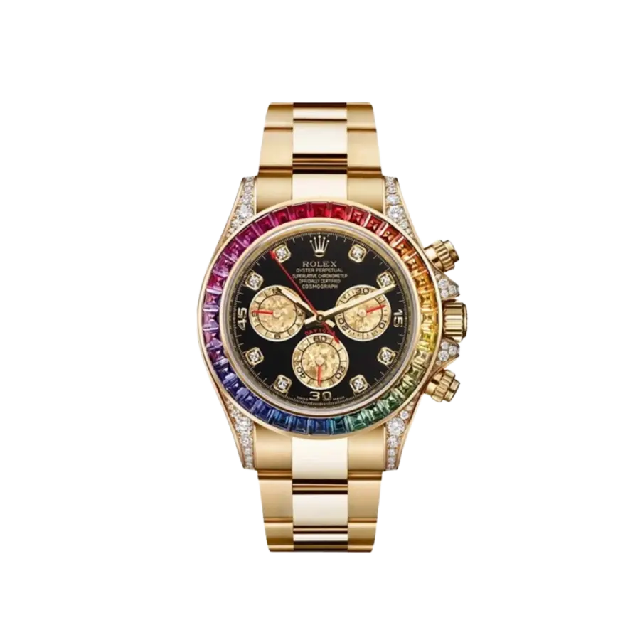 Rolex Daytona 116598RBOW 'Rainbow' Yellow Gold Black Dial Sapphire Bezel