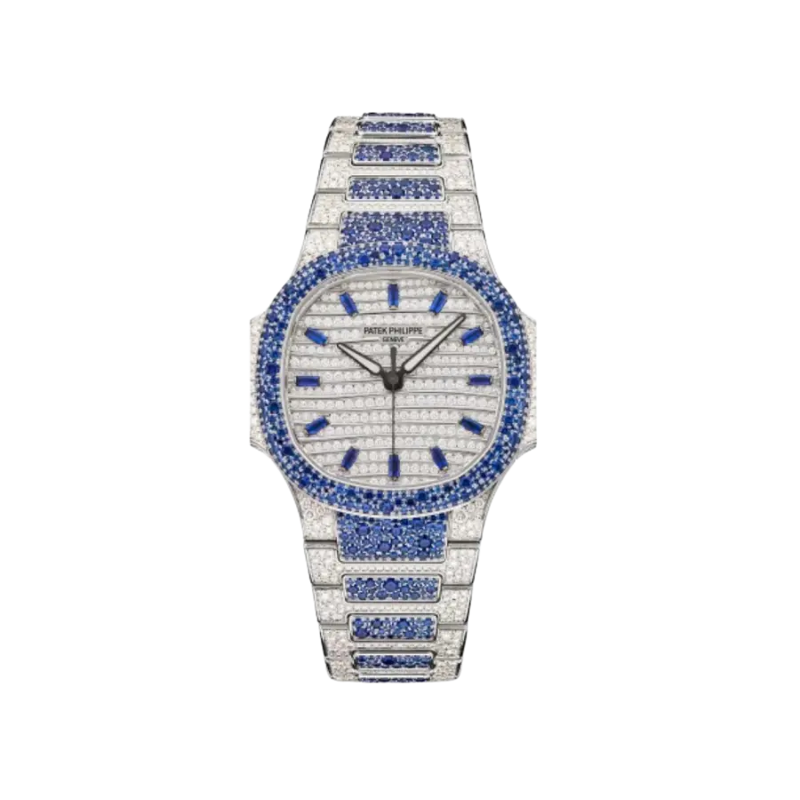 Patek Philippe Nautilus 7118/1451G 'Ladies Haute Joaillerie' White Gold Diamond Blue Sapphire Set