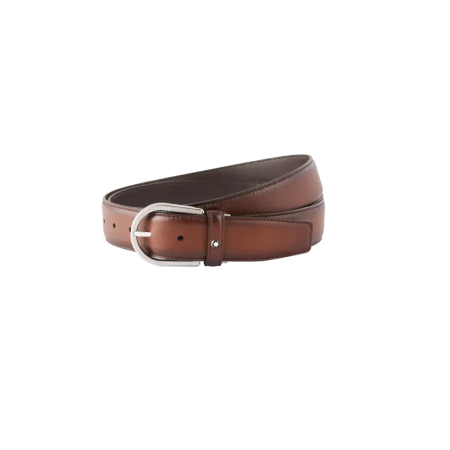 Horseshoe buckle brown 35 mm leather belt