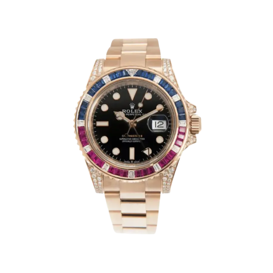 Rolex GMT-Master II 126755SARU 'SARU' Rose Gold Black Dial Diamond Bezel
