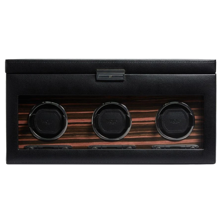 WOLF Roadster Triple Watch Winder with Cover, Storage & Travel Case